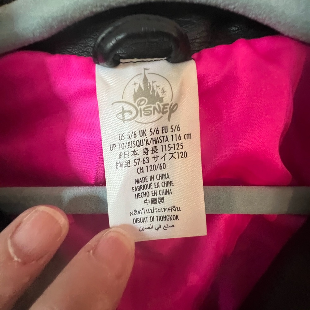 Disney Faux Black Leather Moto Jacket with Pink Lining - Picture 6 of 7